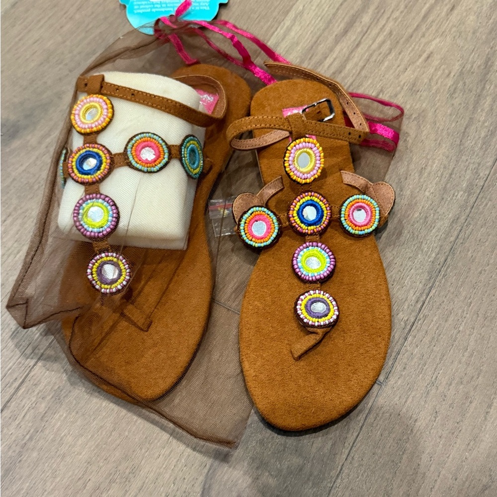 Hot lava leather sandals made in Bali ladies boho hippie sandals size 7.5 EU 38